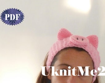 Crochet Pig Headband Pattern 5 sizes Baby/Child/Adult  - photo tutorial Pig Run headband pattern - earwarm piggy costume hair accessory