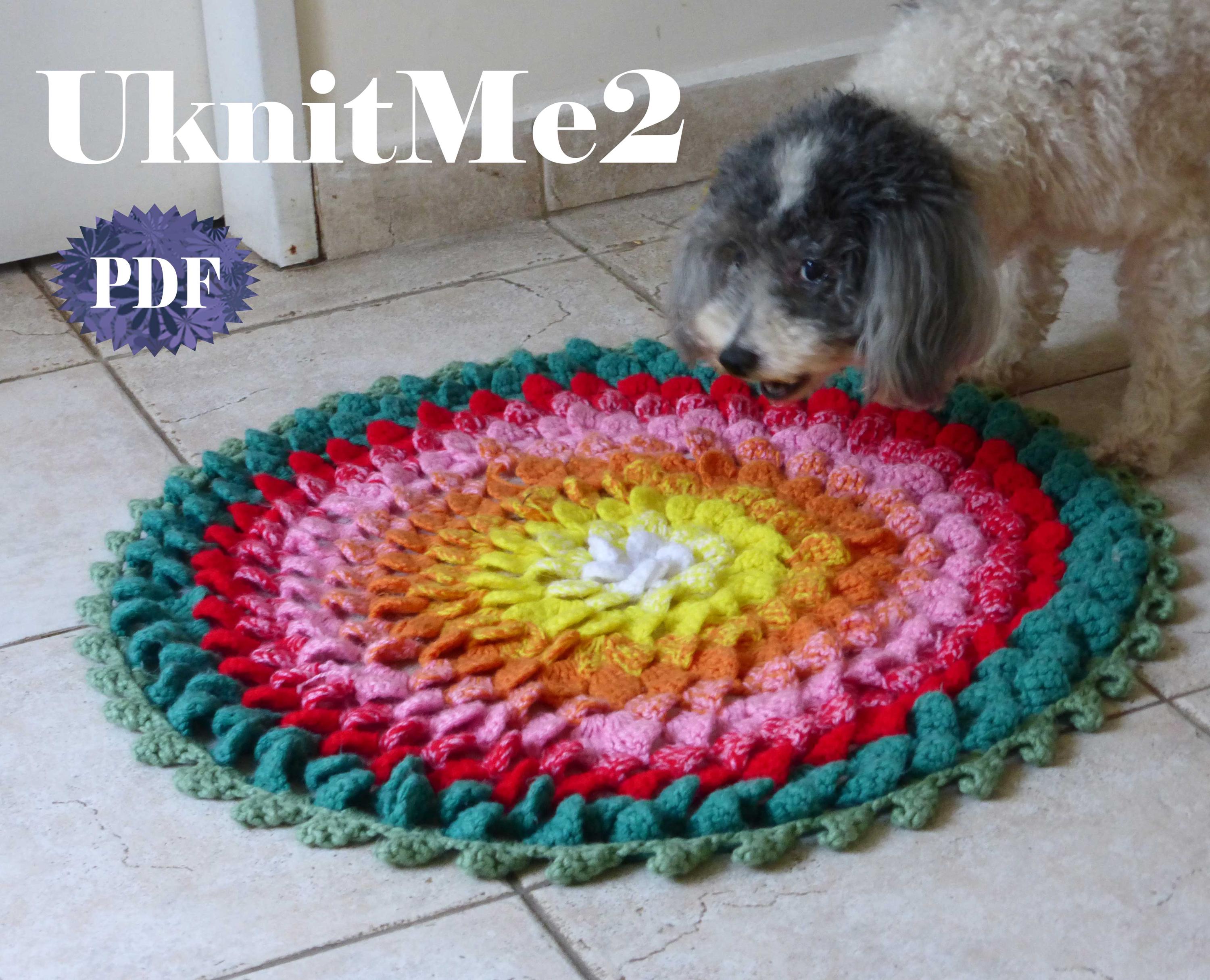 Dog Rug Pattern CROCHET PATTERN Pet Rug Crochet Pattern Flower Round Comfy Mat Photo ...
