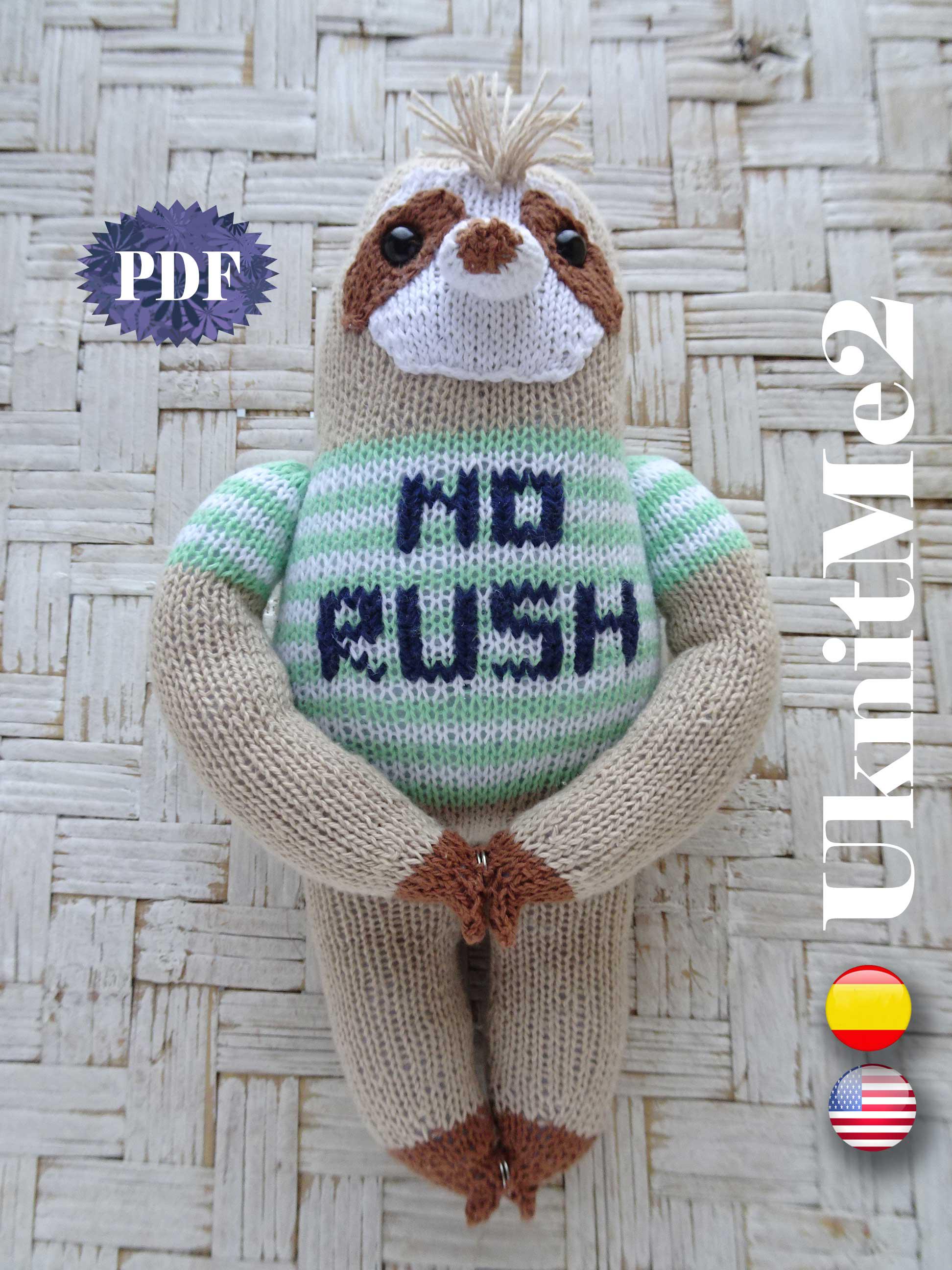 Sloth Knit Pattern Amigurumi Knitting Animal Toy Sloth Bear Wild "no ...