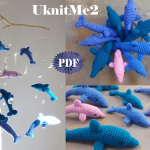 amigurumi DOLPHINS crochet pattern toy & crochet baby Mobile PHOTO tutorial baby nursery, decor room, sea fish ocean easy beginner pattern