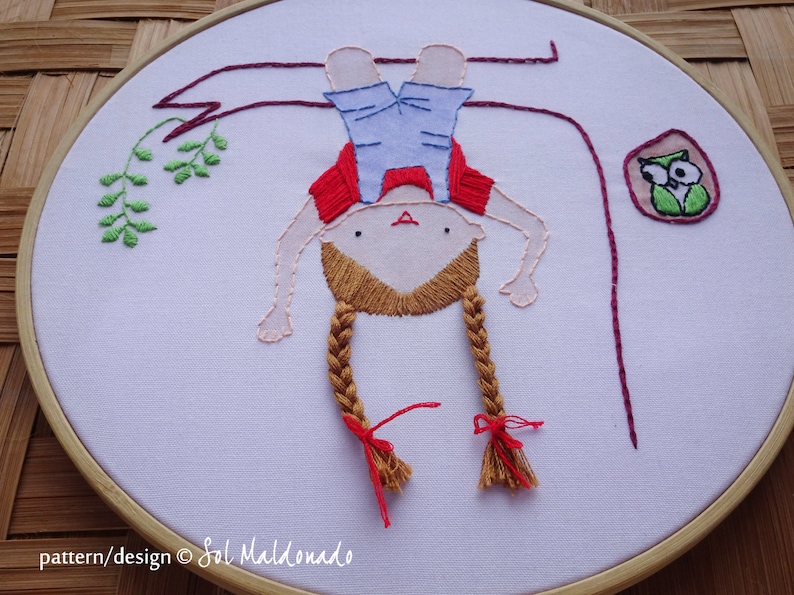 Hand Embroidery Pattern Children decor Hanging Modern Embroidery Hoop Art Hair embroidery Hang Tree Girl Photo tutorial print pattern