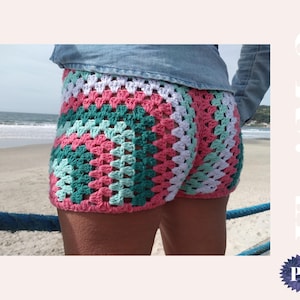 Granny SHORTS crochet pattern - S, M, L & more sizes how to - Easy worsted FAST trendy short summer crochet granny outfit crocheting pants
