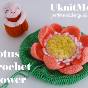 Gehaakt patroon pop Boeddha amigurumi - Boeddha monnik, lotusbloem en bladzak haakpatroon - religieus boeddhisme amigurumi