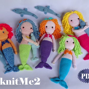 Mermaid Doll + dolphin Crochet pattern Amigurumis - 2x1 Crochet Pattern sea doll mermaids and dolphins  baby crochet amigurumis ocean queen