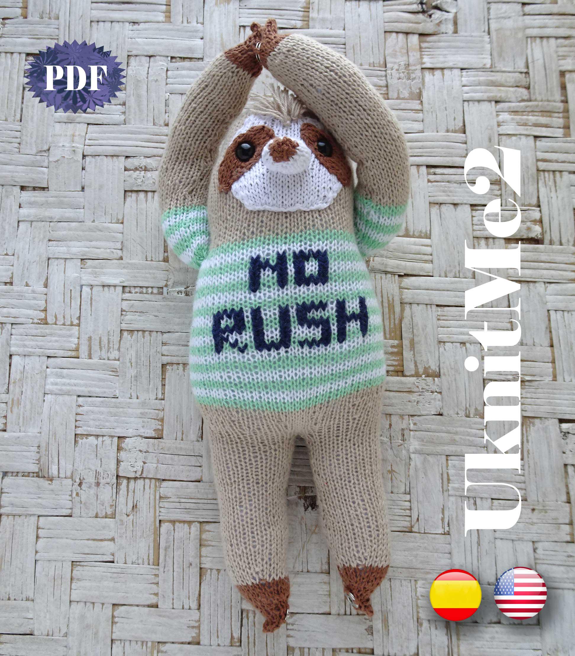 Sloth Knit Pattern Amigurumi Knitting Animal Toy Sloth Bear Wild "no ...