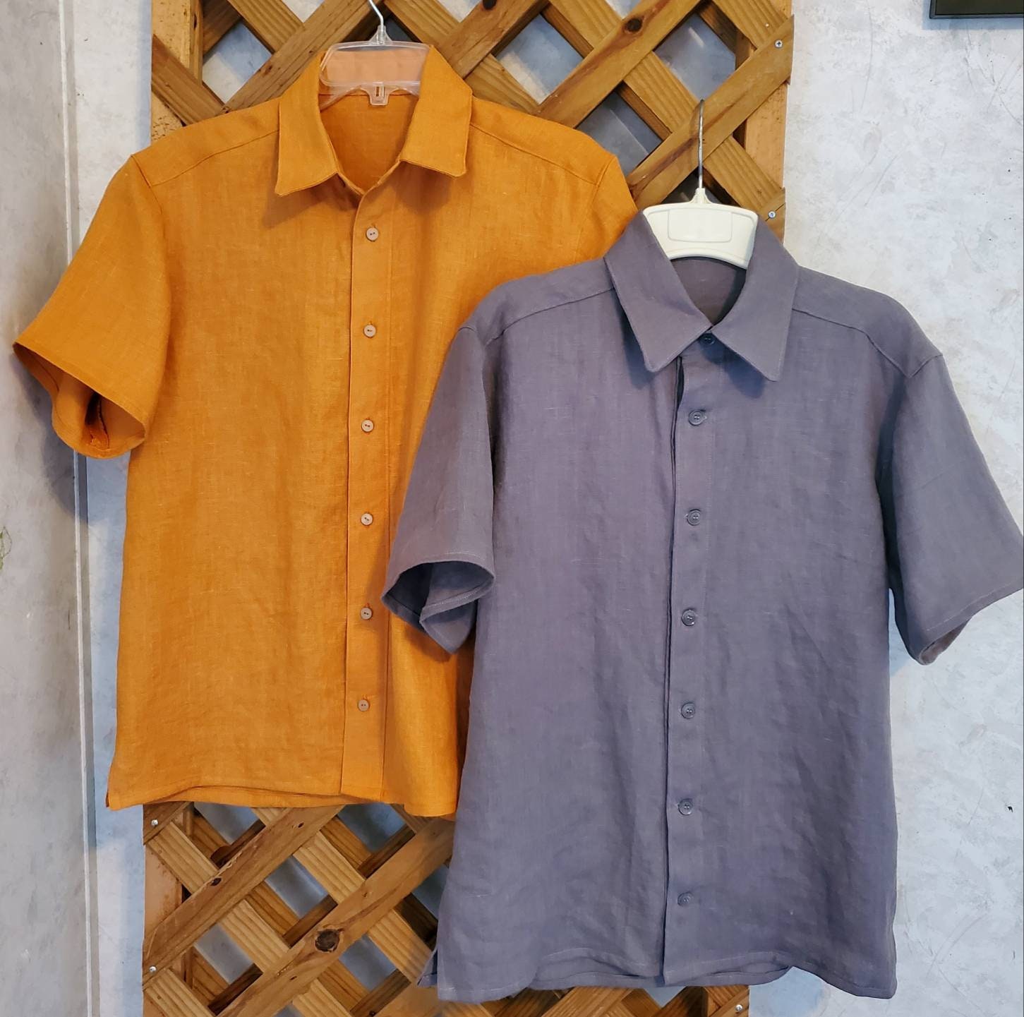 Men's casual linen hot weather shirt short sleeve Made to Etsy