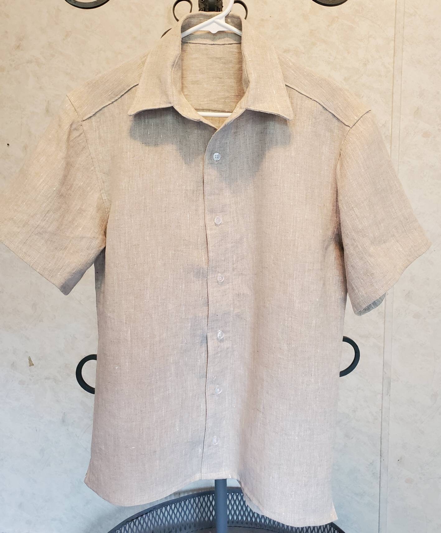 Men's casual linen hot weather shirt short sleeve Made to Etsy