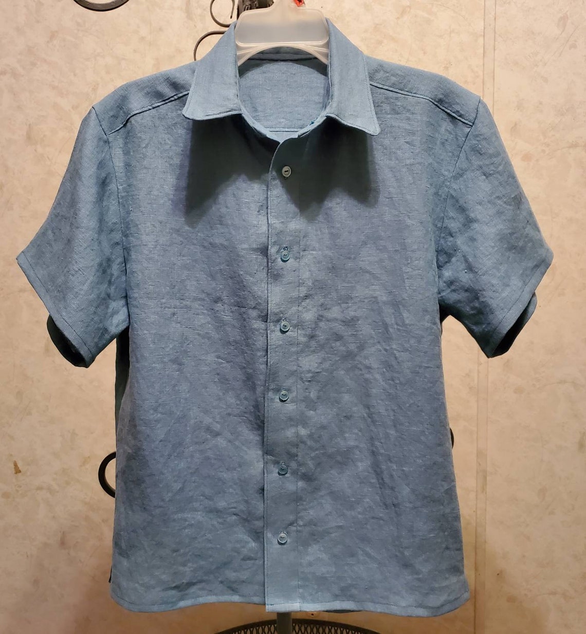 Men's casual linen hot weather shirt short sleeve Made to Etsy