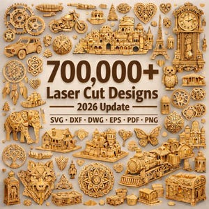 Pacchetto di oltre 700.000 disegni tagliati al laser (file SVG, DXF, AI, PDF - Download digitale)