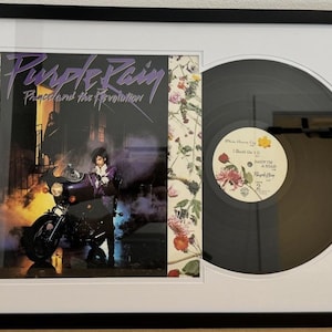 Prince Purple Rain Framed Vinyl Record and Album Cover Premium Wall Art Glass Front Ready to Hang