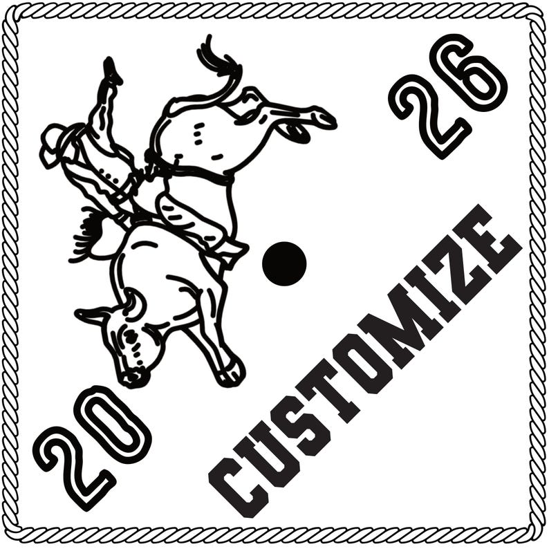 Bull Rider Numbers Personalized Cowhide Graduation Cap Topper, Rodeo Roping, Breakaway ...