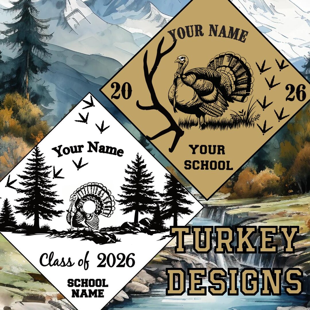 Personalized Cowhide Graduation Turkey Cap Topper, Engraved Turkey ...