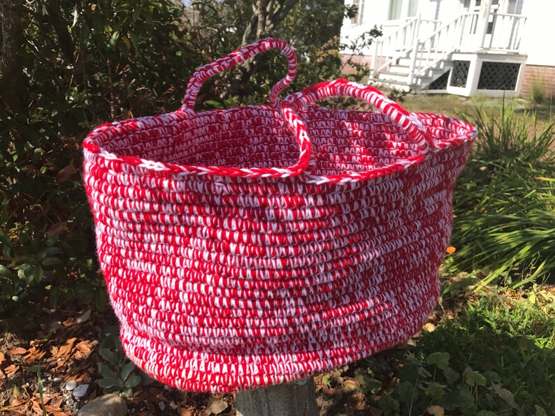 Multicolored Clothesline Crocheted Basket Etsy