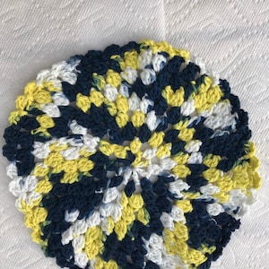 Blue, Yellow and White Round Dish Cloth