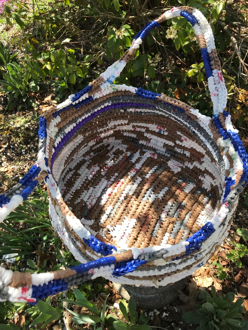 Multi-colored Clothesline Crocheted Basket image 2