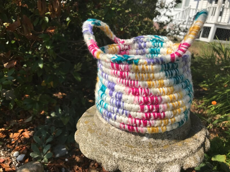 Multi-colored Clothesline Crocheted Basket image 6