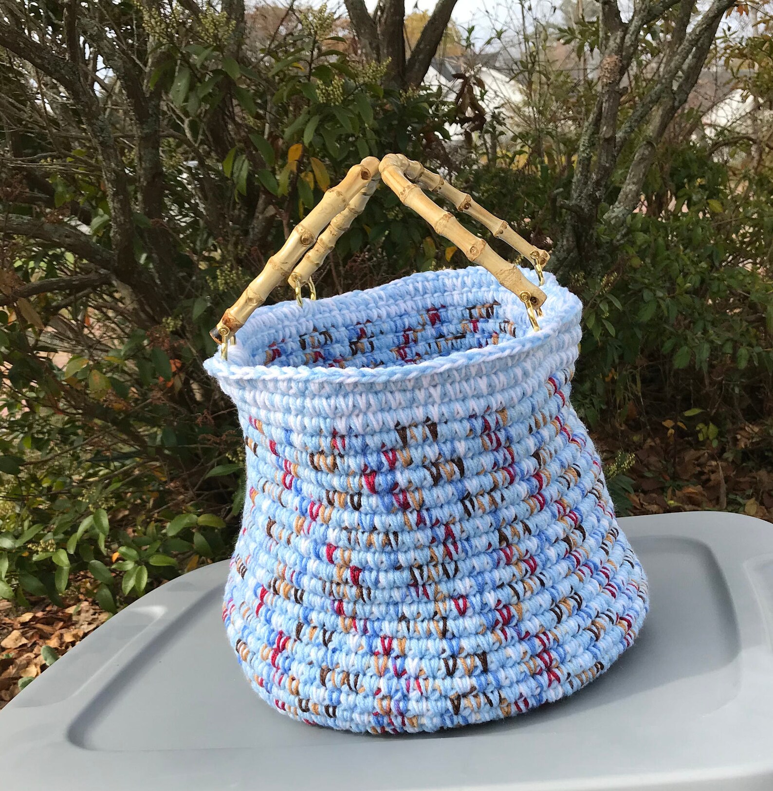 Multicolored Clothesline Crocheted Basket Etsy