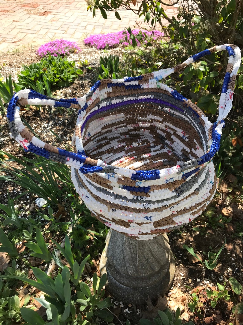 Multi-colored Clothesline Crocheted Basket image 3