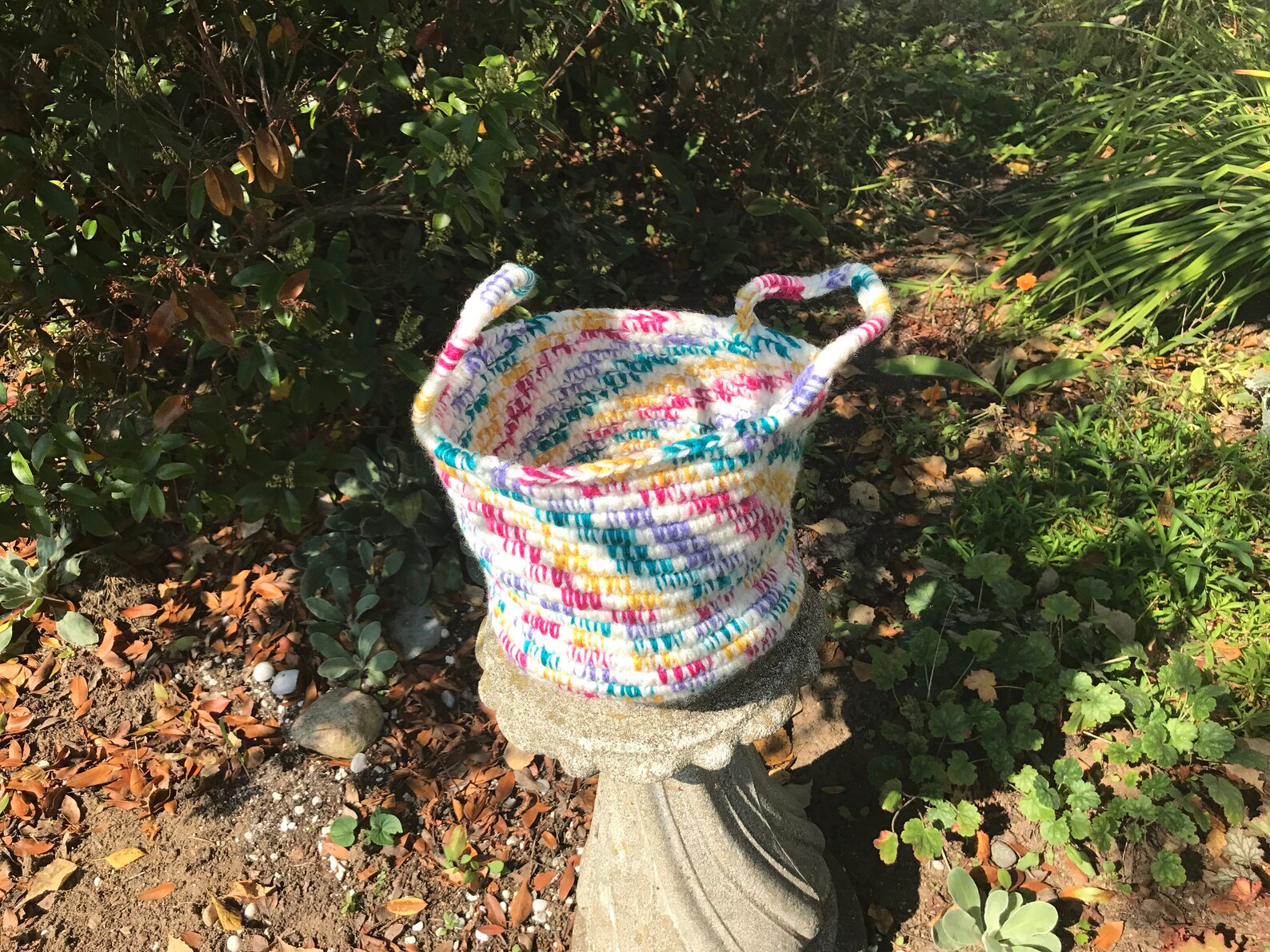 Multicolored Clothesline Crocheted Basket Etsy