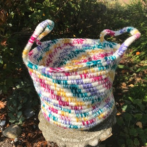 Multi-colored Clothesline Crocheted Basket image 5