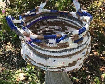 Multi-colored Clothesline Crocheted Basket