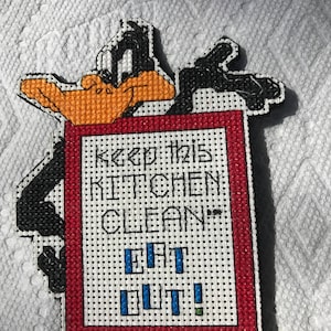 Daffy Duck Cross Stitch Magnet