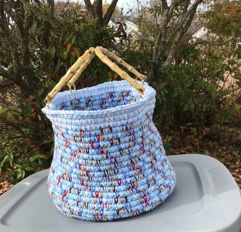 Multi-colored Clothesline Crocheted Basket image 4