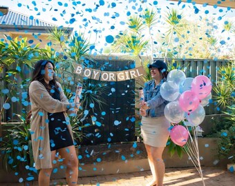 Gender Reveal Confetti Cannon | Pink or Blue Baby Shower Popper (45cm)