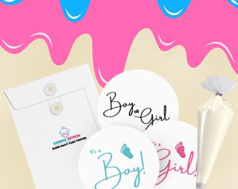 Gender Reveal Burnaway Cake Topper | Viral Surprise Party Decoration (6")