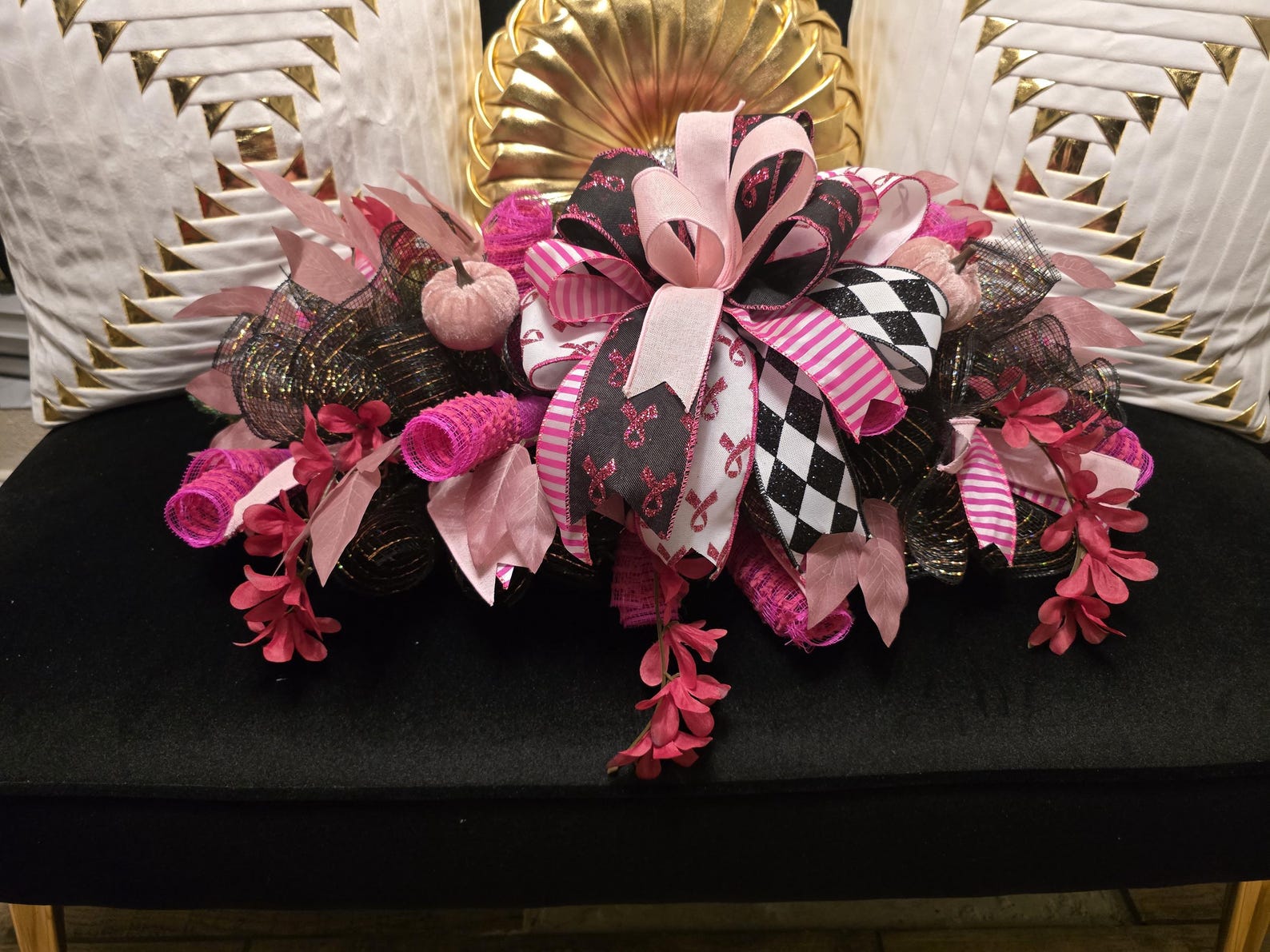 Centerpiece Ribbon Breast Cancer Centerpiece – Pink Ribbon Table Decor, Awareness ...