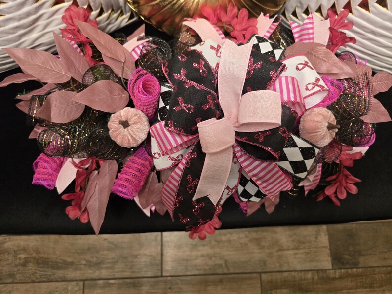 Centerpiece Ribbon Breast Cancer Centerpiece – Pink Ribbon Table Decor, Awareness ...