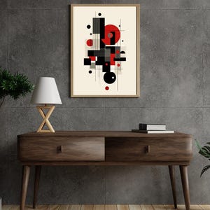 Bauhaus Geometric Print, Abstract Constructivist Poster, Modern Minimalist Wall Art (Digital Download)