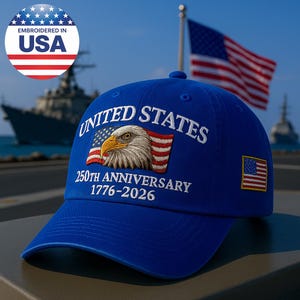 Custom Name United States 250th Anniversary Hat 1776–2026 White Eagle Embroidered Cap Patriotic USA Flag Embroidered in America Veteran Gift Bild 4