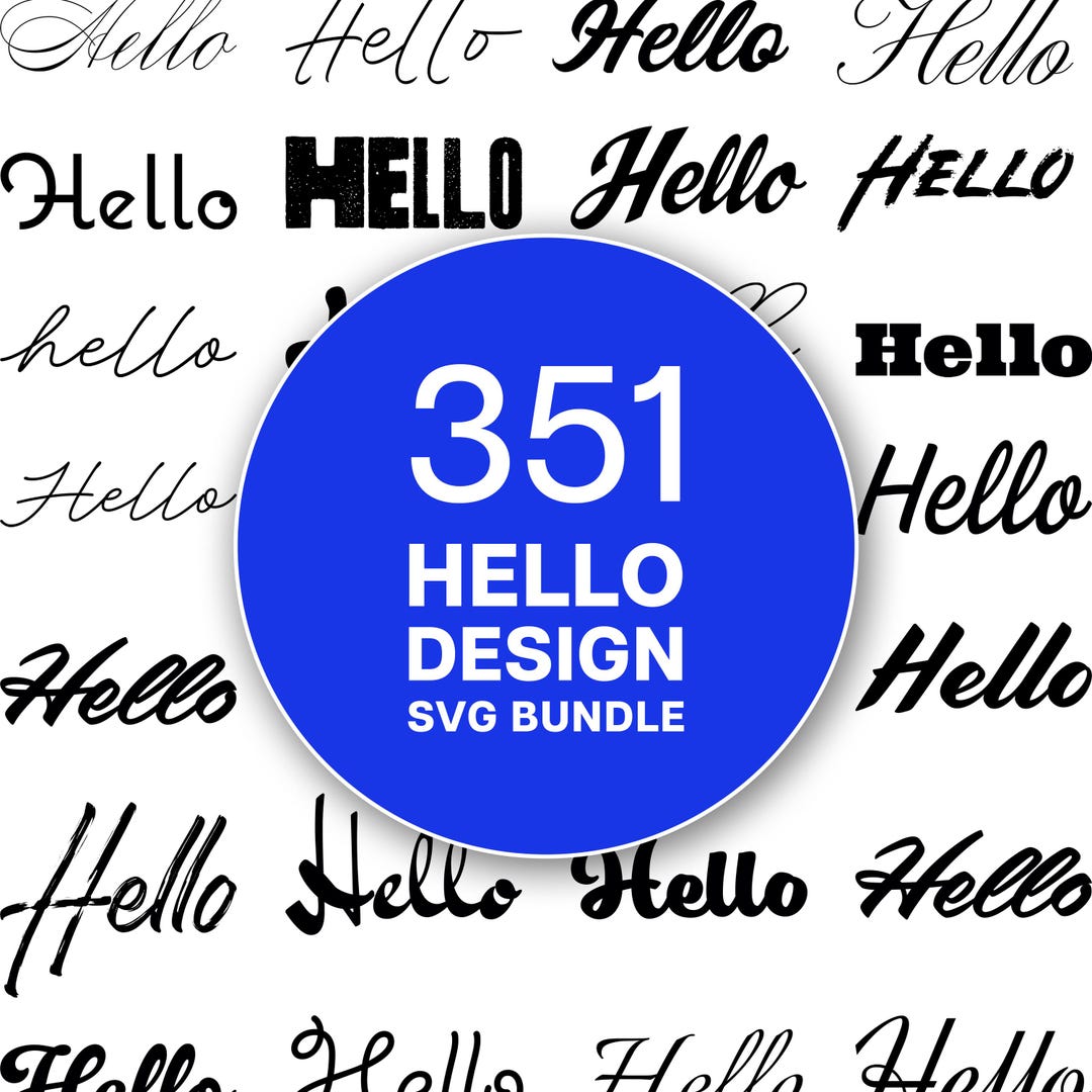 Hello Typography SVG Bundle: Hand Lettered Greeting Word Art (digital ...