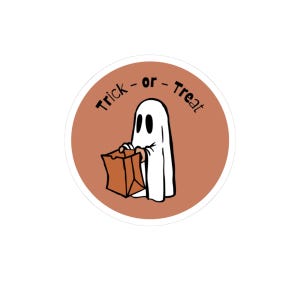 Cute Ghost Halloween Sticker, Trick or Treat Decal, Spooky Fall Sticker for Water Bottles, Laptops, Journals, Halloween Gift