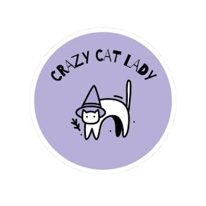 Crazy Cat Lady Sticker Cute Spooky Halloween Decal Witchy Boho Cat Mom Vinyl Sticker Gift for Her Fall Aesthetic Laptop Sticker