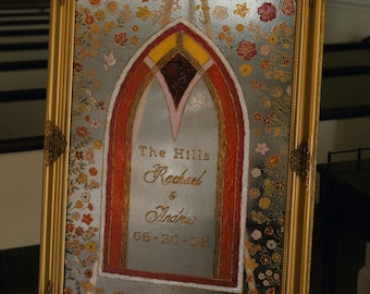 Custom Wedding Sign Stained Glass Style Classic Painted Sign for Ceremony or Rehearsal Dinner