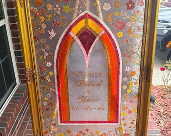 Custom Wedding Sign Stained Glass Style Classic Painted Sign for Ceremony or Rehearsal Dinner