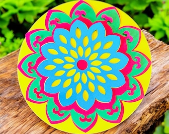 Kleurrijke gelaagde mandala-muurkunst | Handgeschept papier mandala | Boho-huisdecoratie | Cadeau voor haar | Cricut papierkunst