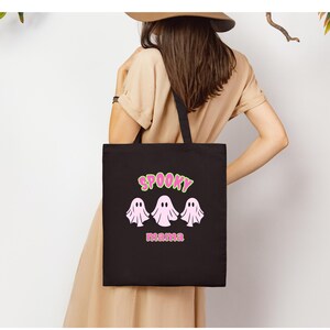 Spooky Mama Cotton Tote Bag, Halloween Shopping Bag, Cute Ghost Tote, Fall Shopping Bag, Gift for Moms, Trick or Treat Tote, Fall Mama Gifts