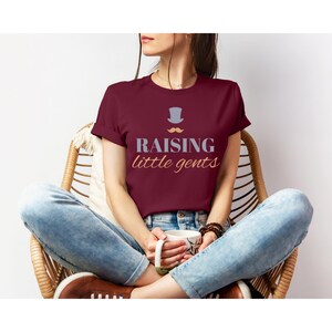 raising little gents short sleeve t-shirt, cozy parenting top, casual everyday shirt, gift idea for boy parents, boy mom, boy dad, mom gifts