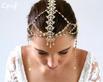 Bridal Head Chain Weddings Bridal Headpiece Headpiece Wedding Headpiece Hair Jewelry Head Chain Head Jewelry Hair Piece Taila Gold Mrk 11