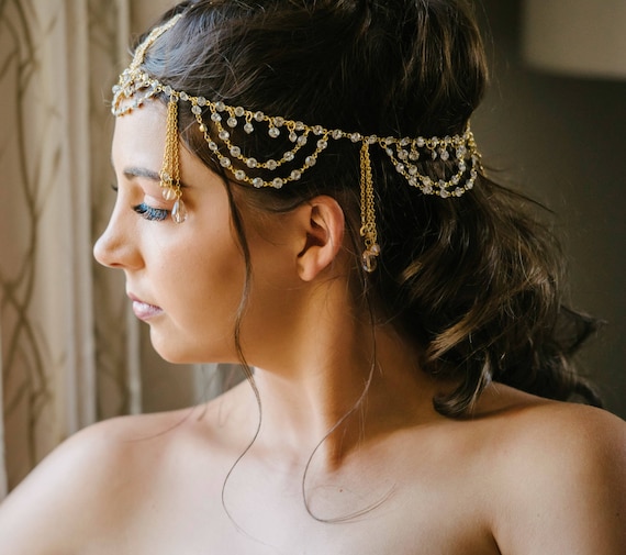 Bridal Head Chain Weddings Bridal Headpiece Boho Headpiece Wedding Headpiece Hair Jewelry Head Chain Head Jewelry Chain Head Piece Dakoda Etsy UK