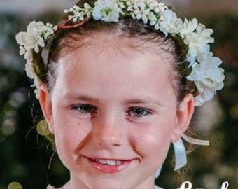Flower Girl Flower Crown Hair Accessory Floral Headband Flower Headpiece Boho Wedding Floral Crown Flower Headband Flower Girl Crown Wreath