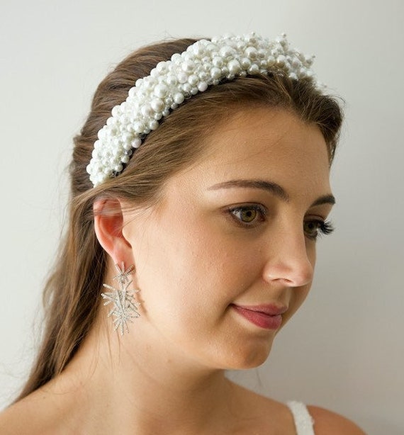 Pearl Headband, Pearl Bridal Headband, Wedding Pearl  display picture 3