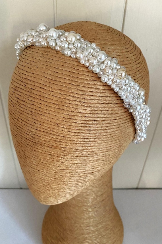 Statement pearl beaded headband Statement Pearl Headband - Richard Designs main image 3