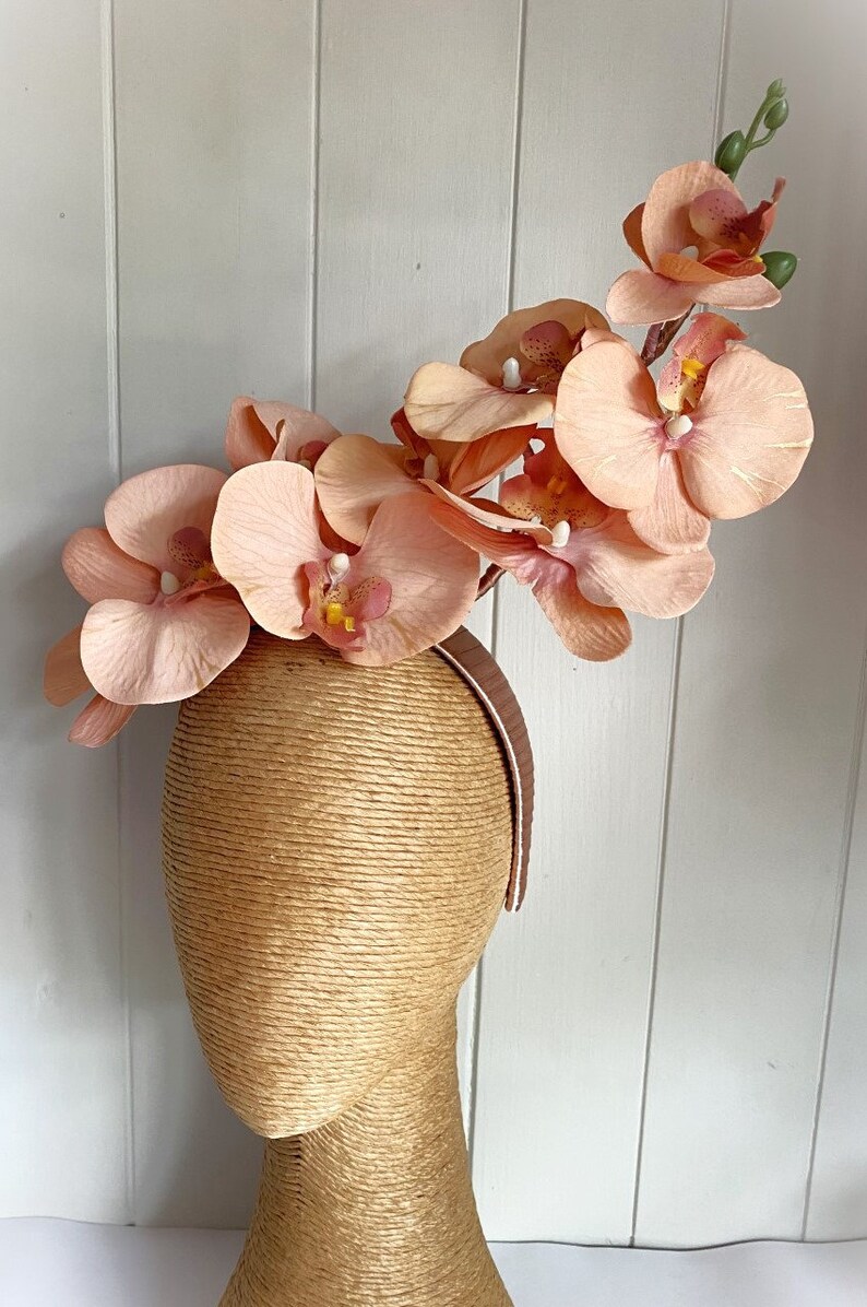 Blush Pink Orchid Spring Racing Flower Fascinator Melbourne Cup Blush Pink Orchid Flower Crown Blush Pink Derby Day Orchid Headband Fascinat image 5