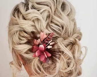 Maroon Flower Clip Hair Pins Burgundy Flower Crown Hair Clip Wedding Flower Clip Wedding Hair Piece Bridal Hair Clip Wedding Hair Pins