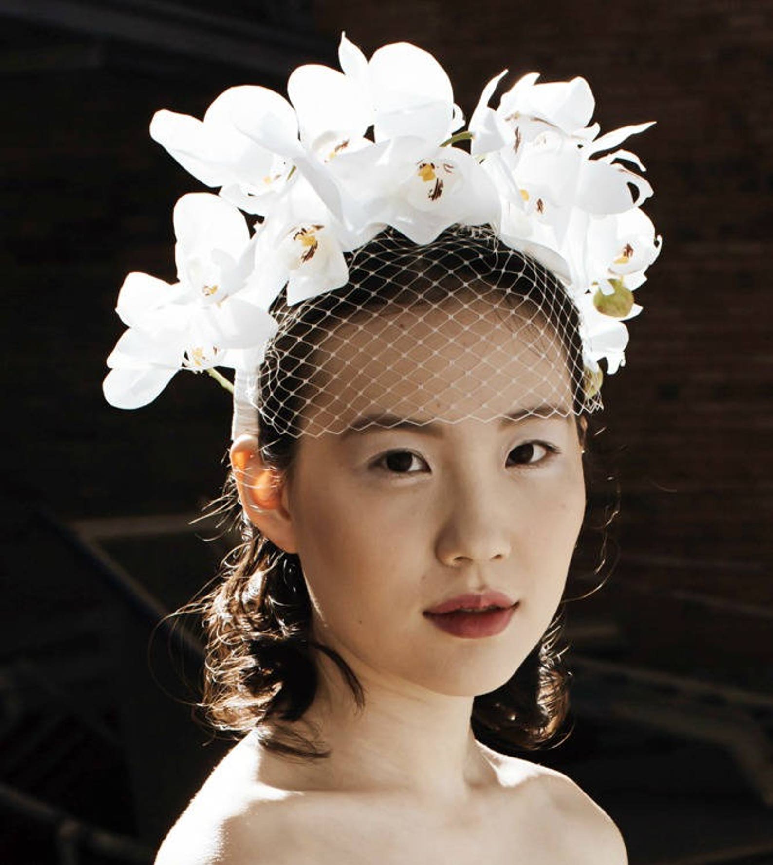 White Wedding Flower Crown White Orchid Floral Crown Spring Etsy