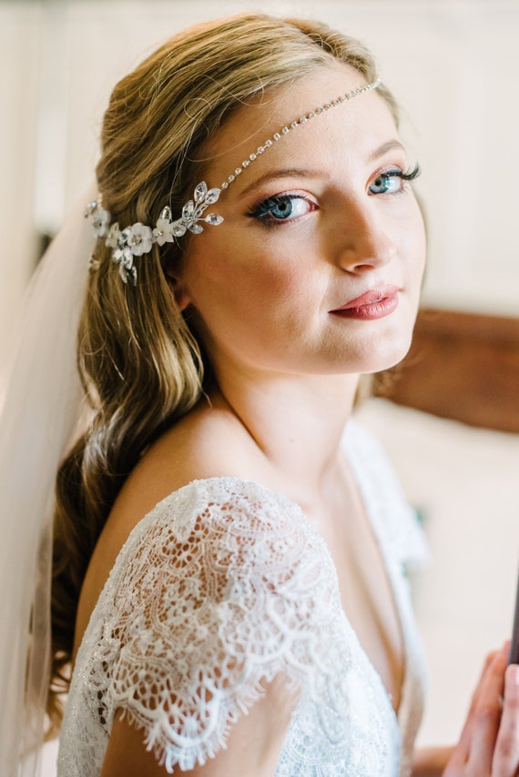 New Hair Vine Silver Flower Bridal Headpieces Pearl  Pearl Bridal Hair Vine, Silver Crystal Wedding Headpiece - Etsy main image 2